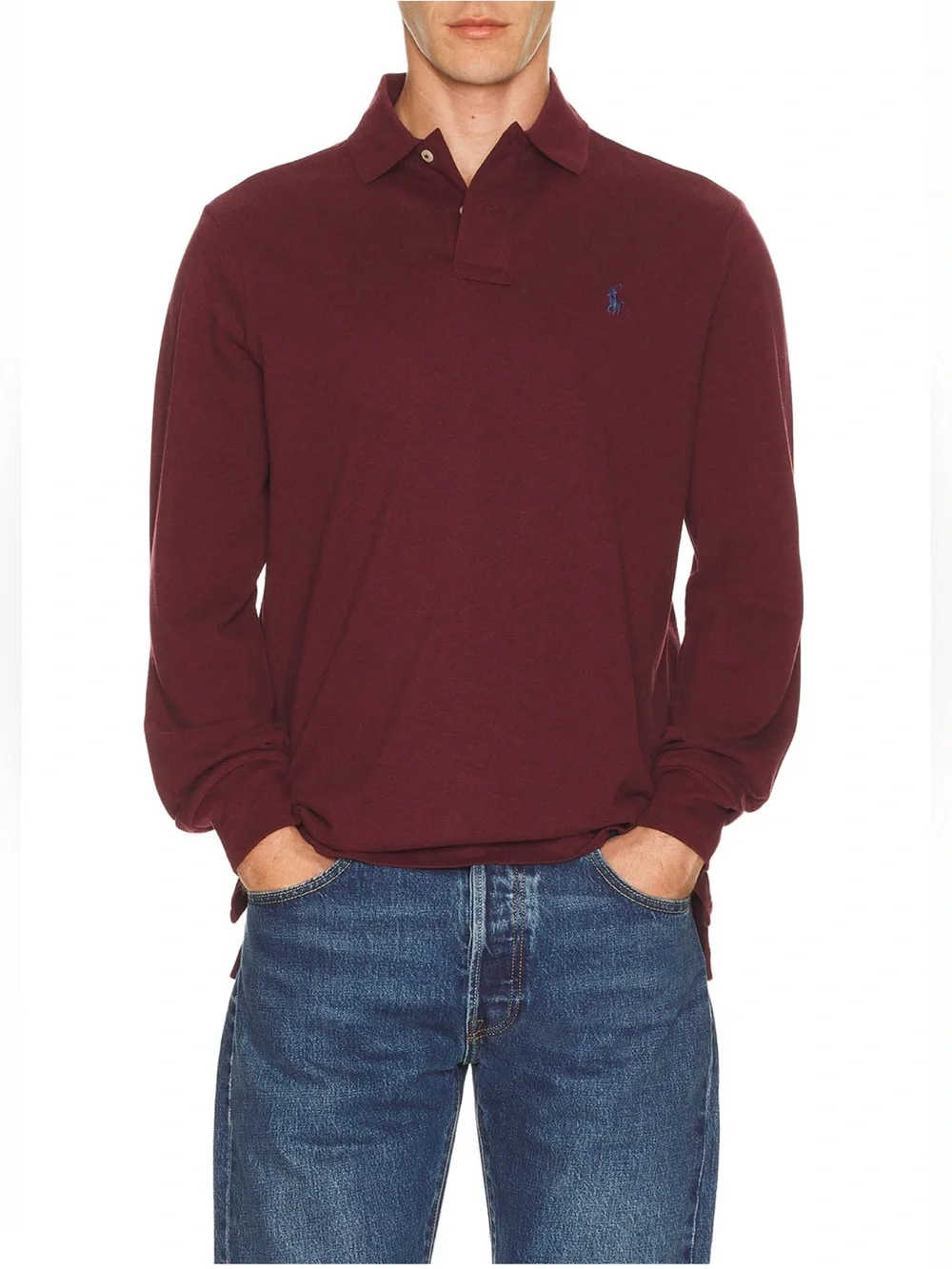 Ralph Lauren Men's Burgundy Long-Sleeve Polo